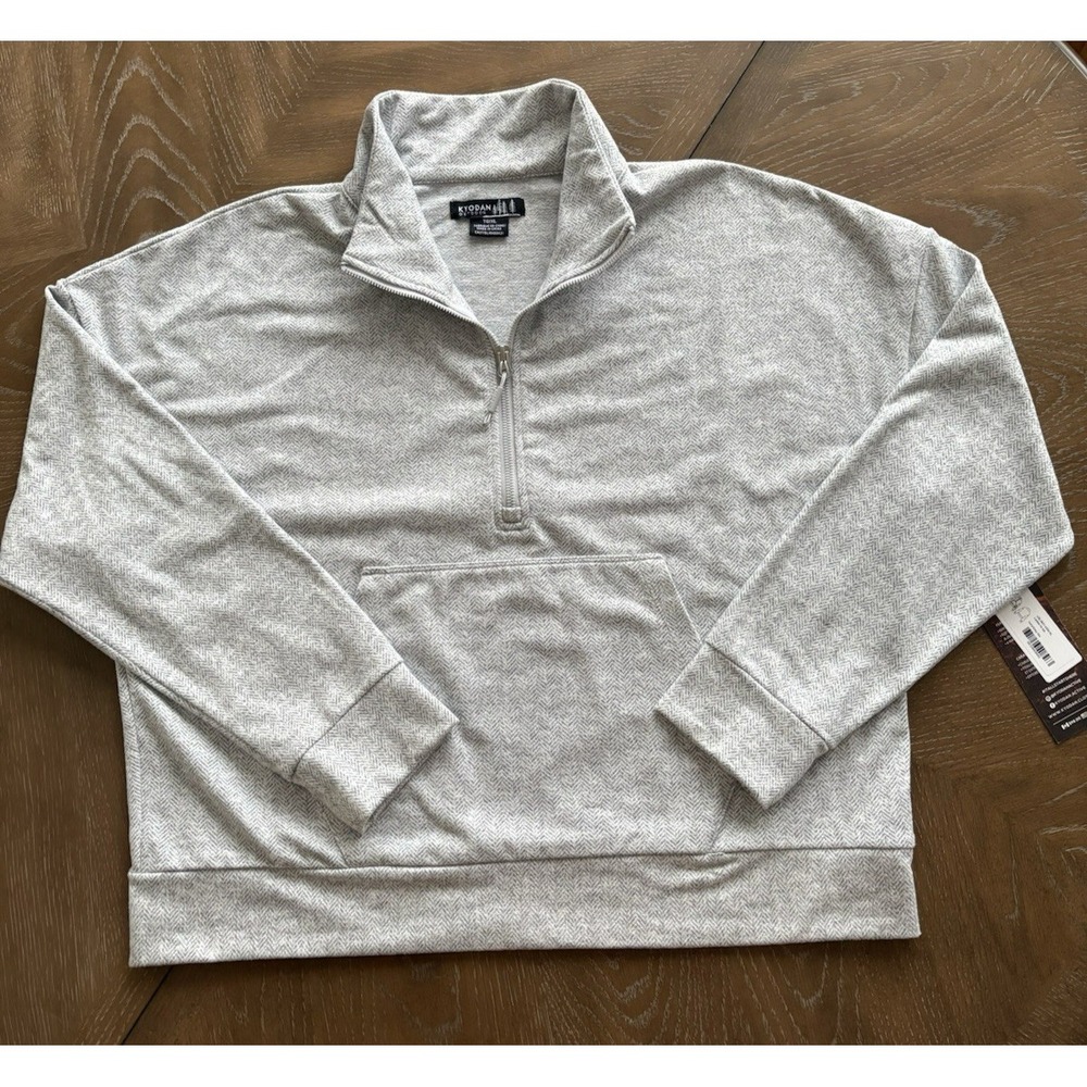 Kyodan Outdoor Womens XL Quarter Zip Pullover Herringbone Grey USL3631-I/GM